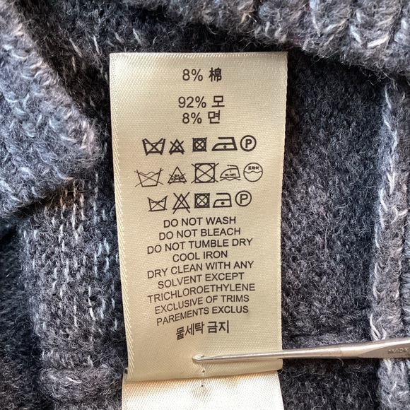 Burberry Brit Double Breasted Thick Wool Sweater Coat Gray Plaid Small Like New - Picture 9 of 12